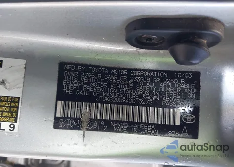 2004 Toyota Prius из США, поврежденный, VIN JTDKB20U940013272